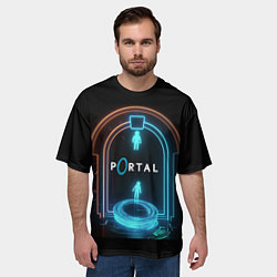 Футболка оверсайз мужская Portal neon style logo, цвет: 3D-принт — фото 2