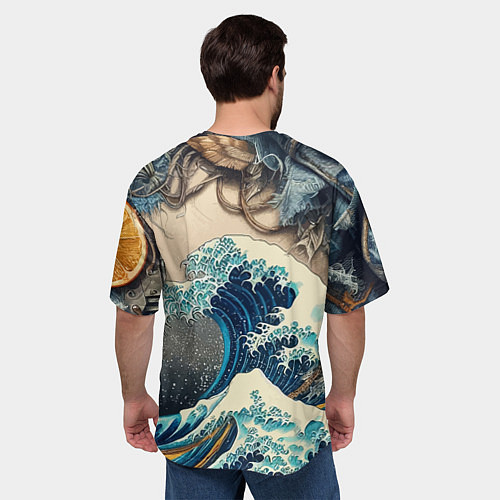 Мужская футболка оверсайз Collage of all sorts of things and a wave / 3D-принт – фото 4