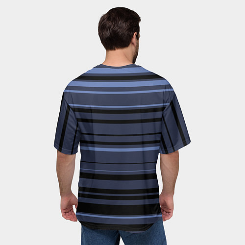 Мужская футболка оверсайз В полоску тёмно-синий / 3D-принт – фото 4