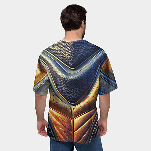 Мужская футболка оверсайз Футуристический текстурный костюм из кожи / 3D-принт – фото 4