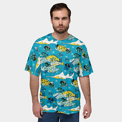 Футболка оверсайз мужская Морские рыбы пираты, цвет: 3D-принт — фото 2