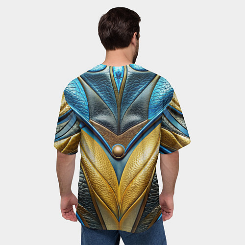 Мужская футболка оверсайз Объемная футуристичная объемная текстура из кожи / 3D-принт – фото 4