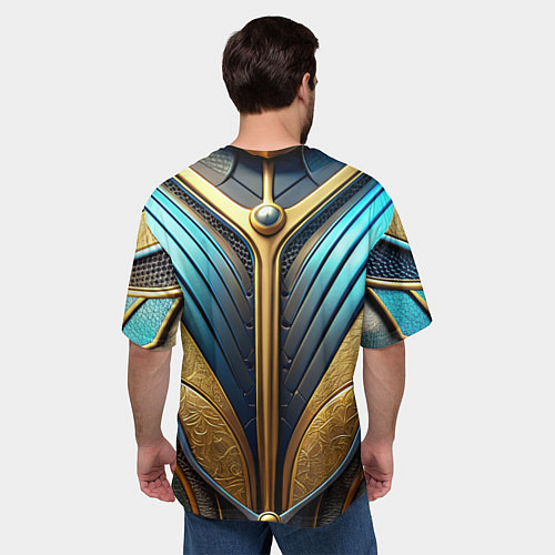 Мужская футболка оверсайз Объемная футуристичная объемная текстура из кожи / 3D-принт – фото 4