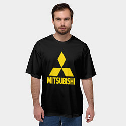 Футболка оверсайз мужская Mitsubishi logo yelow, цвет: 3D-принт — фото 2