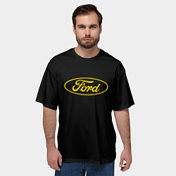 Футболка оверсайз мужская Ford logo yellow, цвет: 3D-принт — фото 2