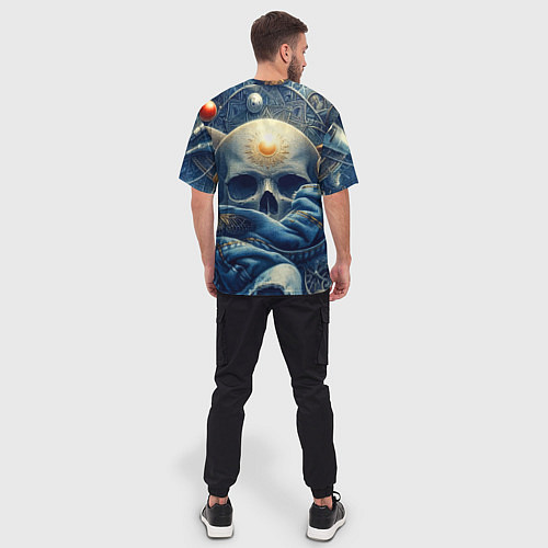 Мужская футболка оверсайз Авангардная композиция с черепом - нейросеть / 3D-принт – фото 4