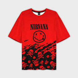 Футболка оверсайз мужская Nirvana rock skull, цвет: 3D-принт