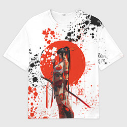 Футболка оверсайз мужская Женщина самурай, цвет: 3D-принт