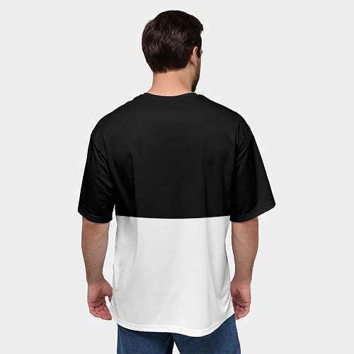 Мужская футболка оверсайз Белвый верх чёрный низ / 3D-принт – фото 4