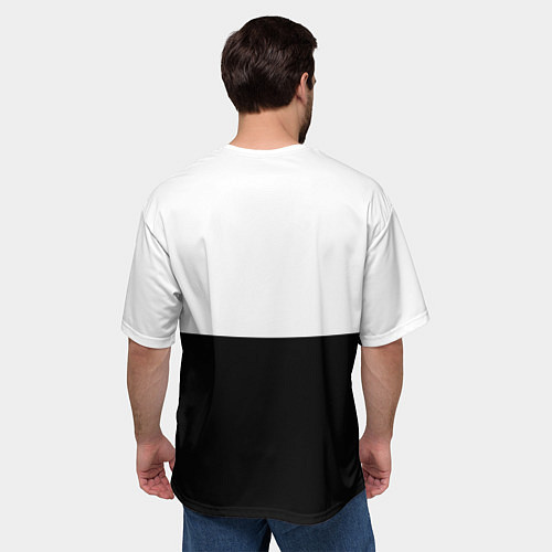 Мужская футболка оверсайз Чёрный верх белый низ / 3D-принт – фото 4