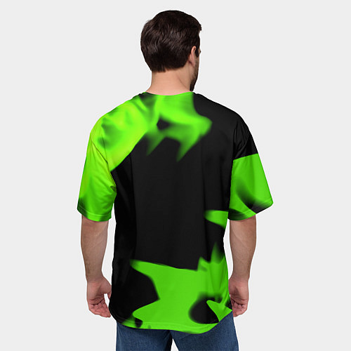 Мужская футболка оверсайз Xbox one green flame / 3D-принт – фото 4