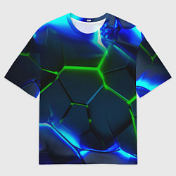 Мужская футболка оверсайз Зеленые яркие неоновые плиты