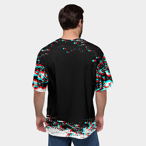 Мужская футболка оверсайз Российская империя герб глитч / 3D-принт – фото 4