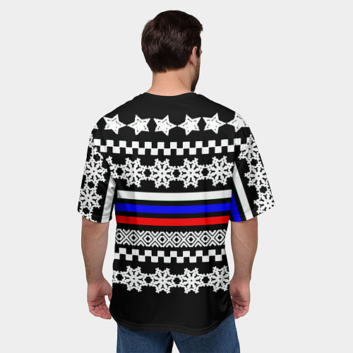 Мужская футболка оверсайз Rusiia winter pattern / 3D-принт – фото 4