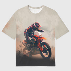 Футболка оверсайз мужская Мотоциклист - гонка, цвет: 3D-принт