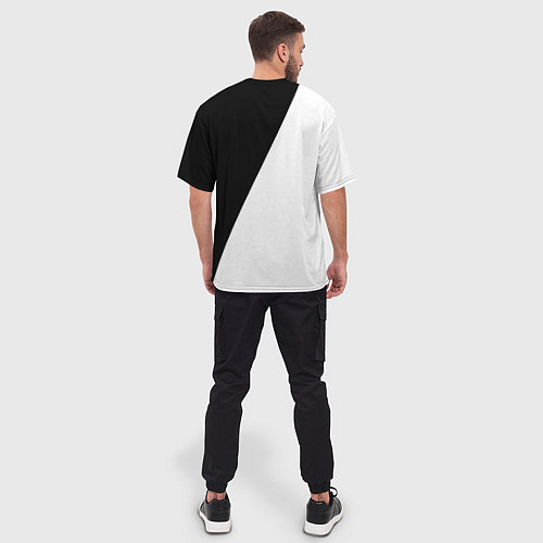 Мужская футболка оверсайз Чёрное и белое / 3D-принт – фото 4