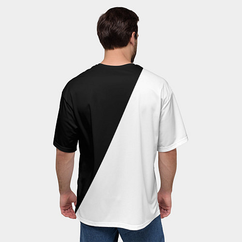 Мужская футболка оверсайз Чёрное и белое / 3D-принт – фото 4
