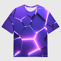 Футболка оверсайз мужская Фиолетовые плиты с розовым свечением, цвет: 3D-принт