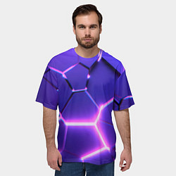 Футболка оверсайз мужская Фиолетовые плиты с розовым свечением, цвет: 3D-принт — фото 2