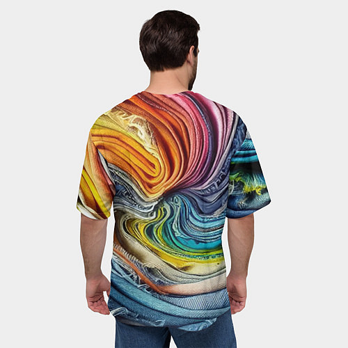 Мужская футболка оверсайз Красочная джинсовая воронка / 3D-принт – фото 4