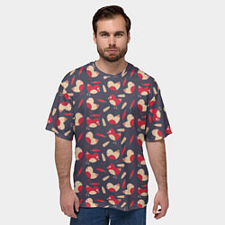 Футболка оверсайз мужская Паттерн с птицами и перьями, цвет: 3D-принт — фото 2