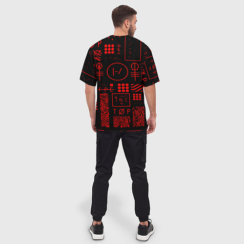 Мужская футболка оверсайз Twenty one pilots pattern rock / 3D-принт – фото 4