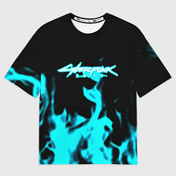 Футболка оверсайз мужская Cyberpunk neon flame, цвет: 3D-принт