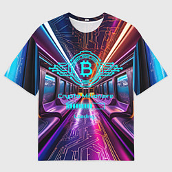 Футболка оверсайз мужская Биткоин миллионер - загрузка, цвет: 3D-принт