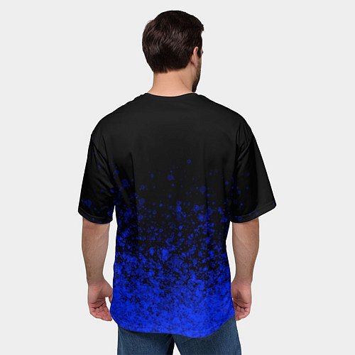 Мужская футболка оверсайз Чёрный и ультрамарин абстрактный / 3D-принт – фото 4