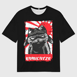 Футболка оверсайз мужская Кот камикадзе мем, цвет: 3D-принт