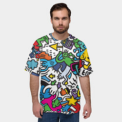 Футболка оверсайз мужская Странные разноцветные человечки, цвет: 3D-принт — фото 2