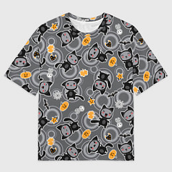 Мужская футболка оверсайз Котята на празднике хэллоуин