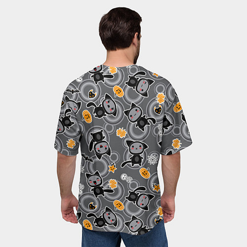 Мужская футболка оверсайз Котята на празднике хэллоуин / 3D-принт – фото 4