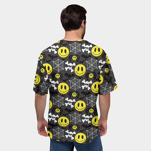 Мужская футболка оверсайз Смайлик хэллоуин / 3D-принт – фото 4