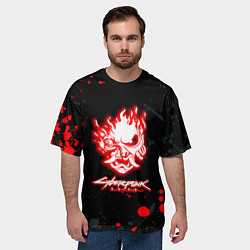 Футболка оверсайз мужская Samurai flame logo, цвет: 3D-принт — фото 2