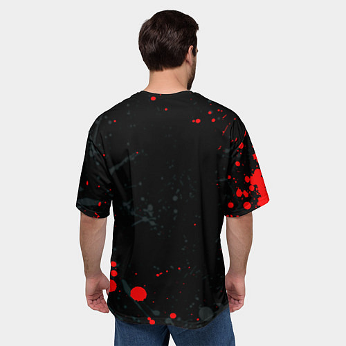 Мужская футболка оверсайз Samurai flame logo / 3D-принт – фото 4