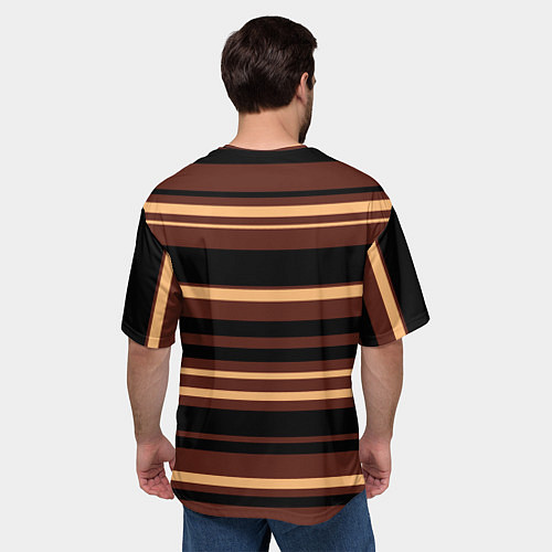 Мужская футболка оверсайз Полосатый коричневый / 3D-принт – фото 4