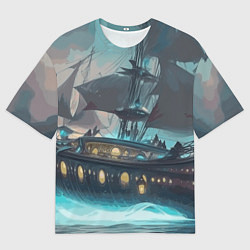 Футболка оверсайз мужская Мистический корабль, цвет: 3D-принт
