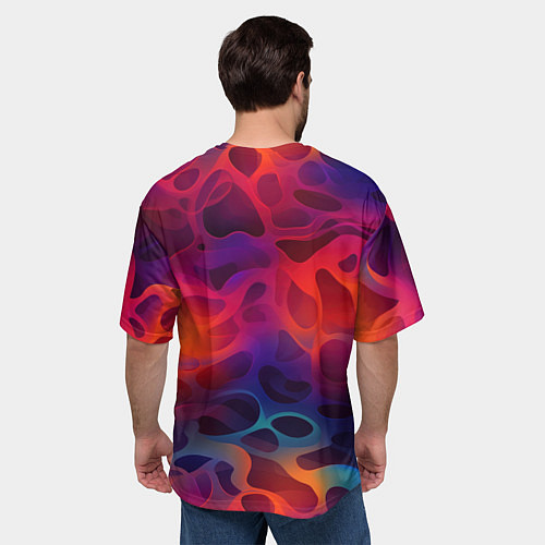 Мужская футболка оверсайз Паттерн неоновой волны / 3D-принт – фото 4