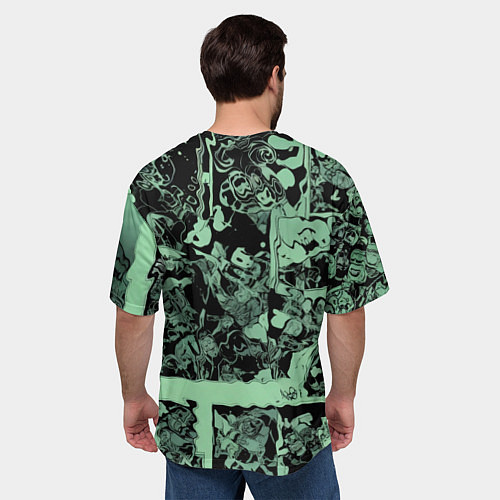 Мужская футболка оверсайз Девушка с татуировкой на мятном фоне / 3D-принт – фото 4