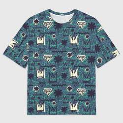 Футболка оверсайз мужская Граффити корона с бриллиантами, цвет: 3D-принт