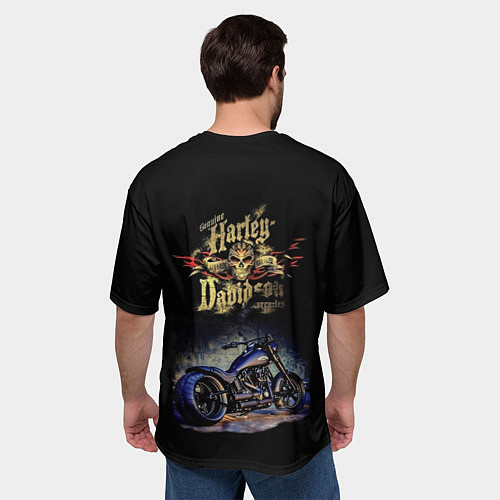 Мужская футболка оверсайз Харлей Дэвидсон дорога позади / 3D-принт – фото 4
