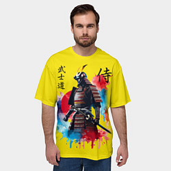 Футболка оверсайз мужская Японский самурай - акварель Япония, цвет: 3D-принт — фото 2
