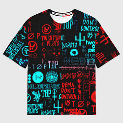 Футболка оверсайз мужская Twenty one pilots pattern music, цвет: 3D-принт
