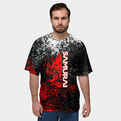 Футболка оверсайз мужская Samurai брызги красок, цвет: 3D-принт — фото 2