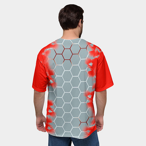 Мужская футболка оверсайз Россия абстрактные соты / 3D-принт – фото 4