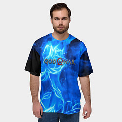 Футболка оверсайз мужская God of war neon flower, цвет: 3D-принт — фото 2