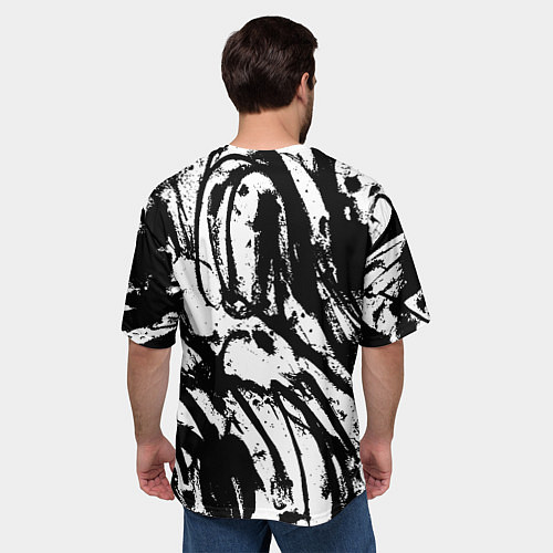 Мужская футболка оверсайз Чёрно-белая абстракция: нейросеть / 3D-принт – фото 4
