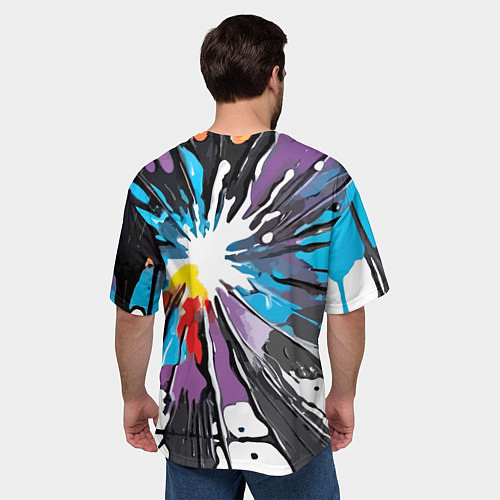 Мужская футболка оверсайз Кляксы краски - абстракция / 3D-принт – фото 4
