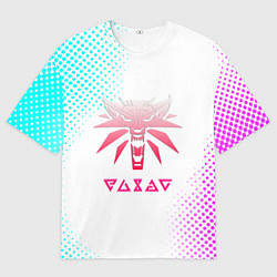 Футболка оверсайз мужская Ведьмак лого пинк, цвет: 3D-принт